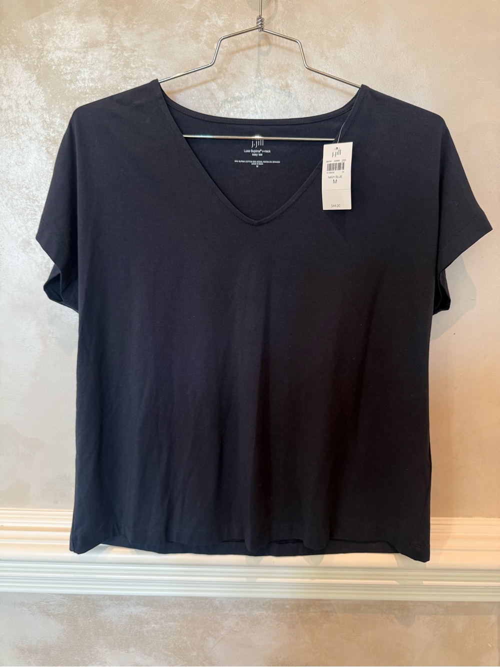 J. Jill V-Neck Short Sleeve Tee in Navy